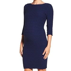 Tees by Tina Navy Crinkle Maternity Dress